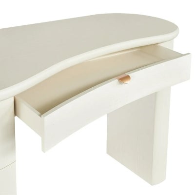 Lina Wooden Curved Desk, 150cm, Ivory