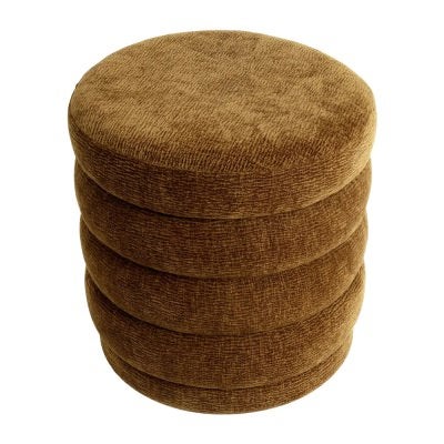 Demi Fabric Round Ottoman Stool, Butterscotch