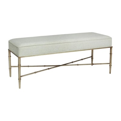 Hacienda Fabric & Iron Ottoman Bench, 120cm, Speckle Ecru / Antique Gold