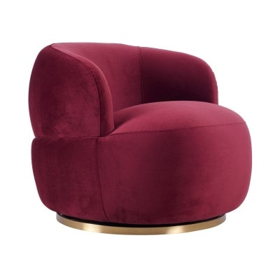 Tubby Velvet Fabric Swivel Armchair, Mulberry