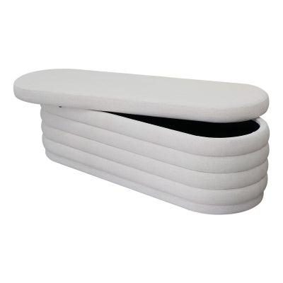 Demi Fabric Storage Ottoman Bench, 150cm, Ecru