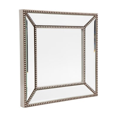 Zeta Square Wall Mirror, 38cm, Antique Silver