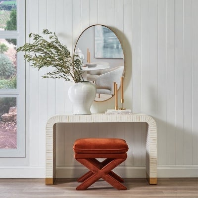 Lucille Iron Frame Oval Wall Mirror, 90cm, Gold