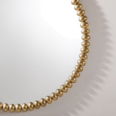 Esme Iron Frame Round Wall Mirror, 105cm, Antique Gold