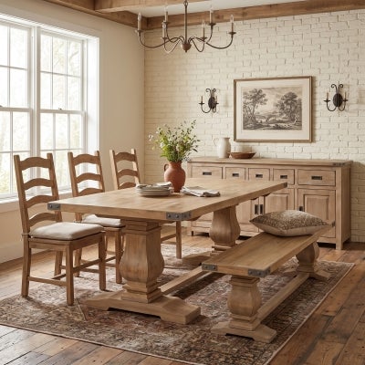 Oatley Mango Wood Pedestal Dining Table, 230cm, Honey Wash