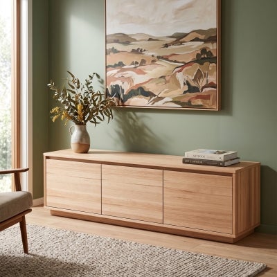 Padma Messmate Timber 3 Door TV Unit, 150cm