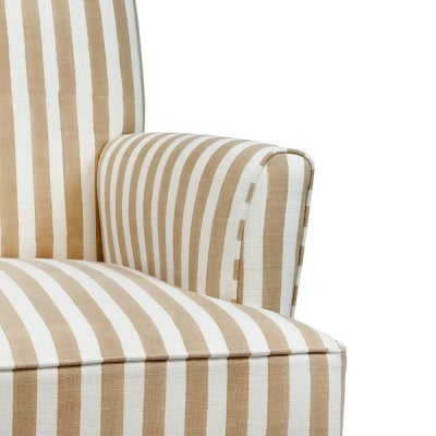 Boston Cotton Fabric Armchair, Tan Stripe
