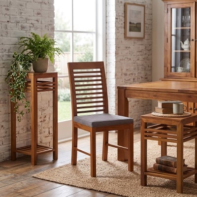 Holland Mahogany Timber Plant Stand, Light Pecan