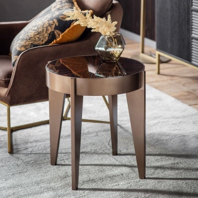 Maggie Glass Top Round Side Table