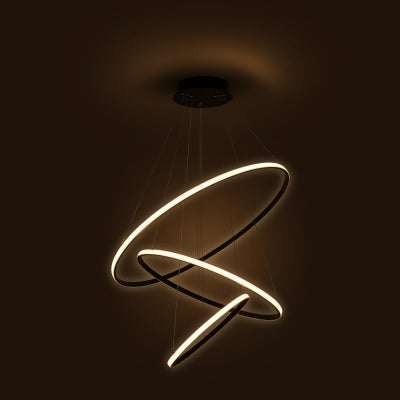 Crown LED 3 Ring Pendant Light, 3000K, Black