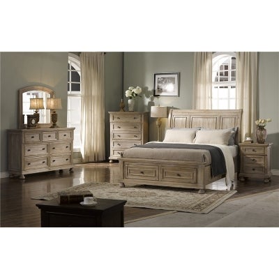 Alvis Solid Pine Timber Bed with End Drawers, King