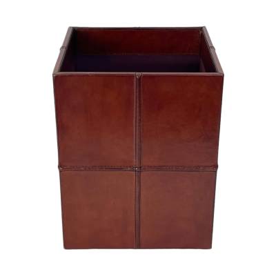 Copran Leather Desktop Waste Bin, Tan