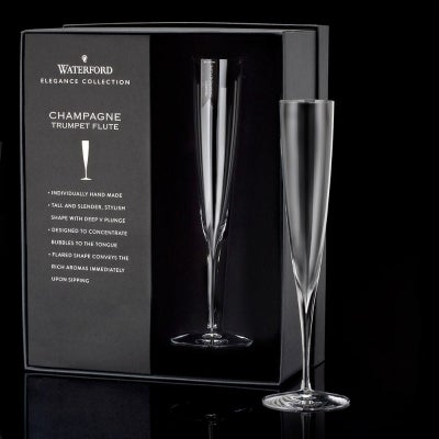 Waterford Elegance Crystal Champagne Trumpet Flute Glass, Set of 2