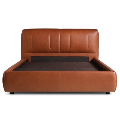 Colvian Top Grain Leather Bed, Queen, Cognac