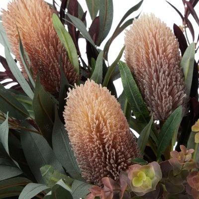 Rogue Artificial Vanda Orchid & Eucalyptus Mix in Claire Vase, Burgundy Flower