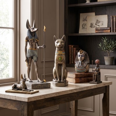 Veronese Cold Cast Bronze Coated Egyptian Mythology Figurine, Standing Anubis, Large