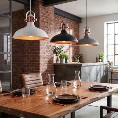 Narvik Iron Pendant Light, Matt Black