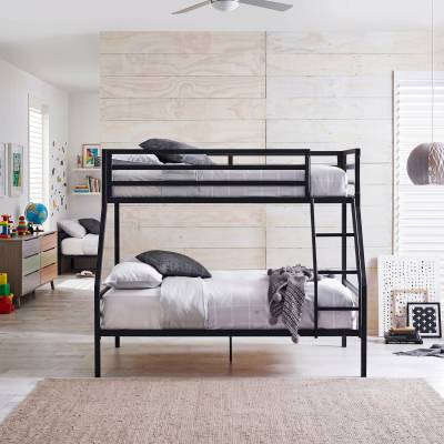 Castle Commercial Grade Metal Bunk Bed, Trio, Black