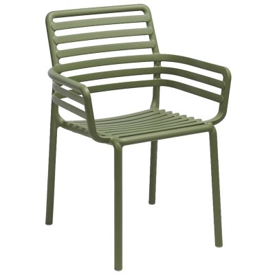 Doga Italian Made Commercial Grade Stackable Indoor / Outdoor Carver Dining Chair, Agave