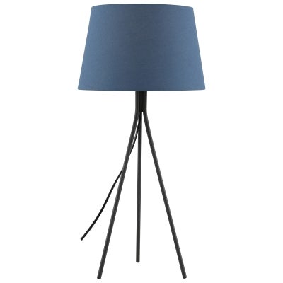 Anna Metal Tripod Base Table Lamp, Black / Blue