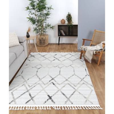 Ares Dorian Geometric Modern Rug, 330x240cm, Cream / Taupe