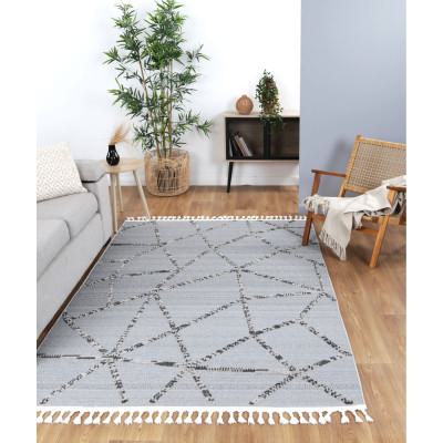 Ares Agros Geometric Modern Rug, 400x300cm, Grey / Ash