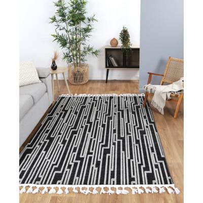 Ares Naxos Geometric Modern Rug, 400x300cm, Black / White