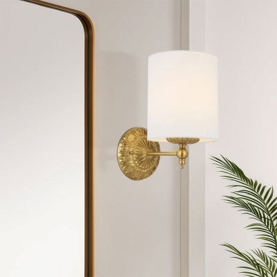 Argos Fabric & Iron Wall Lamp, Ivory / Antique Gold