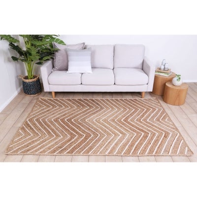 Artisan Chevron Handmade Jute Rug, 280x190cm, Natural