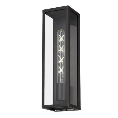 Arzano IP44 Brass & Glass Indoor / Outdoor Wall Lantern, Large, Black