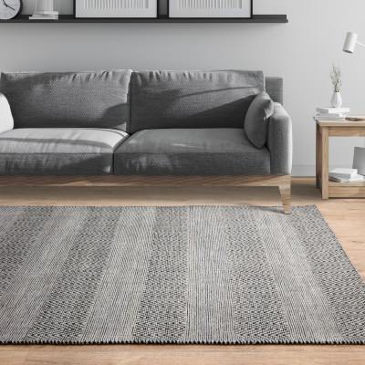 Asiatic Ives Xavier Hand Woven Designer Cotton & Jute Rug, 120x170cm, Grey