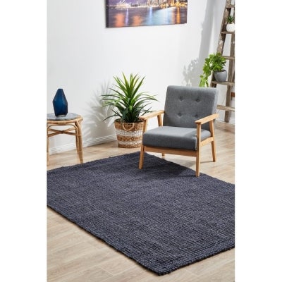 Atrium Barker Jute Rug, 220x150cm, Navy