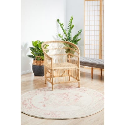Avenue No.702 Tribal Round Rug, 150cm, Rose / Beige