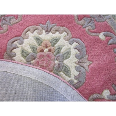 Avalon French Aubusson Wool Round Rug, 120cm, Pink