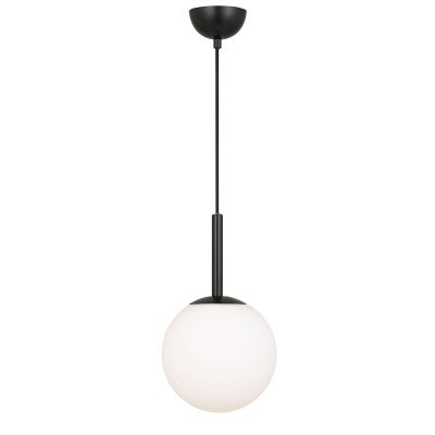 Bally Metal & Glass Pendant Light, Small, Black / Opal