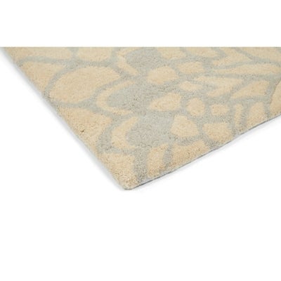 Florence Broadhurst Japanese Floral Hand Tufted Designer Wool Rug, 180x120cm, Oyster