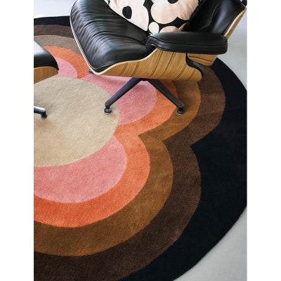 Orla Kiely Sunflower Hand Tufted Designer Round Wool Rug, 150cm, Pink