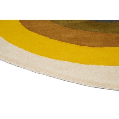 Orla Kiely Sunflower Hand Tufted Designer Round Wool Rug, 150cm, Yellow