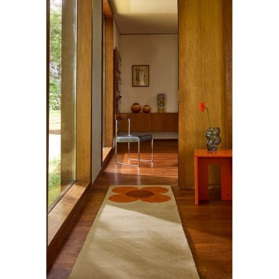 Orla Kiely Flower Placement Hand Tufted Designer Wool Runner Rug, 300x70cm