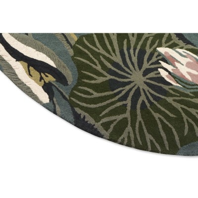 Wedgwood Waterlily Hand Tufted Designer Round Wool Rug, 200cm, Midnight Pond