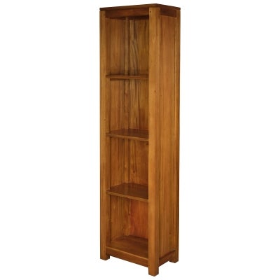 Amsterdam Solid Mahogany Timber Slim Bookcase - Light Pecan
