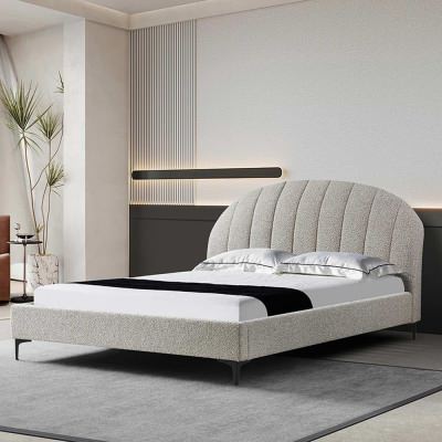 Sempione Boucle Fabric Platform Bed, Queen, Sand
