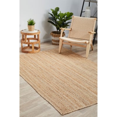 Bondi Hand Braided Jute Rug, 220x150cm, Natural