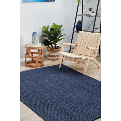 Bondi Hand Braided Jute Rug, 280x190cm, Navy
