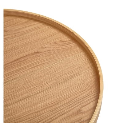 Vivenco Wood & Steel Round Tray Top Coffee Table with Shelf, 78cm