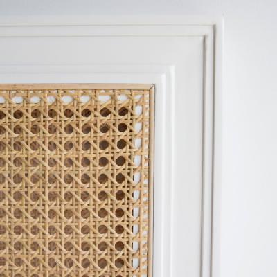 Saman Timber & Rattan Bed Headboard, Single, White