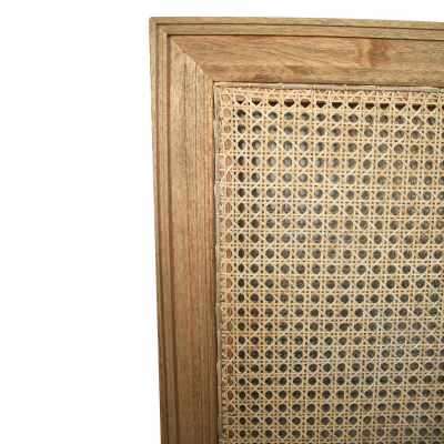 Saman Timber & Rattan Bed Headboard, King Single, Weathered Oak