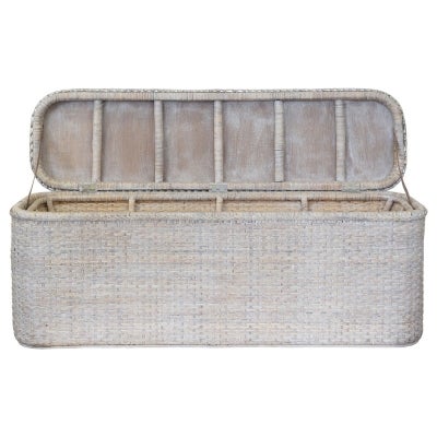 Savannah Rattan Blanket Box, White Wash