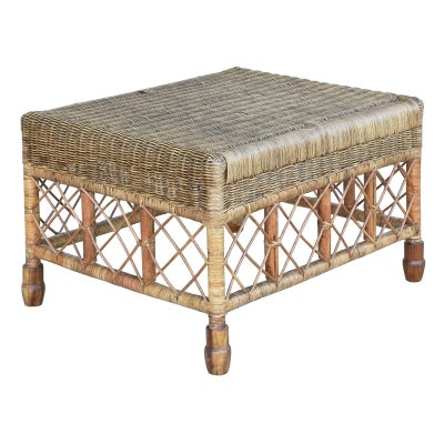 Savannah Lattice Rattan Ottoman / Footstool, Tobacco