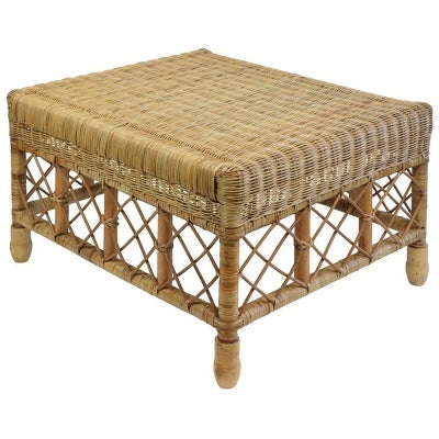 Savannah Lattice Rattan Ottoman / Footstool, Natural